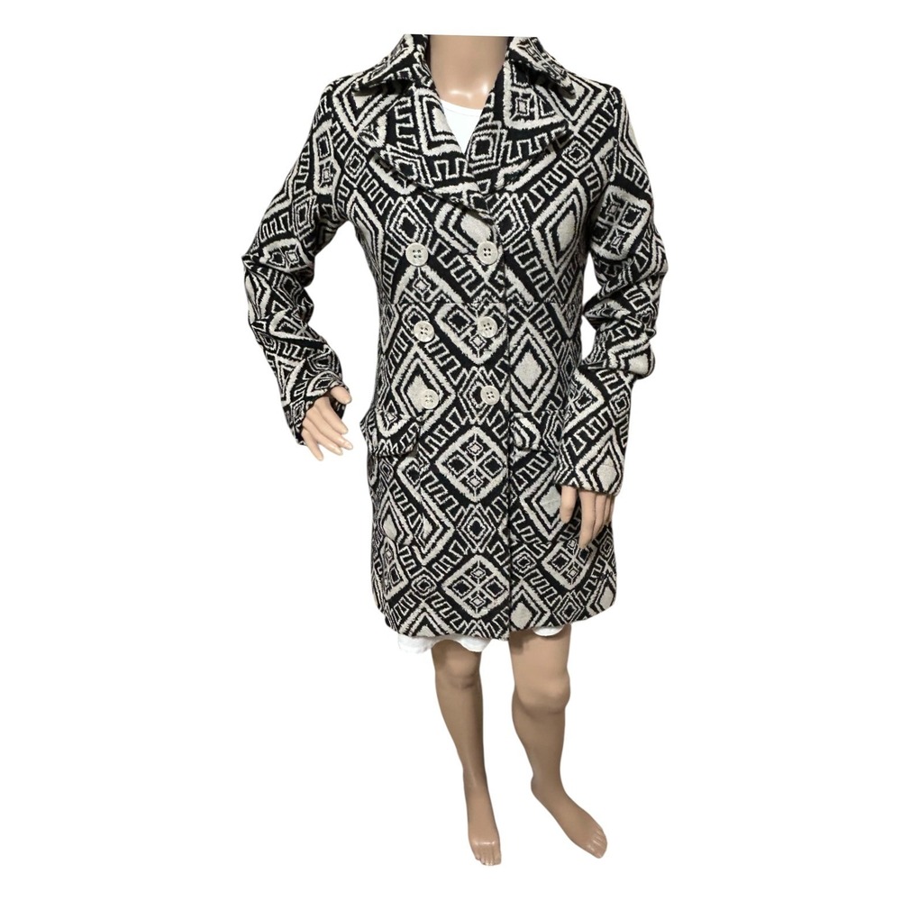 VINTAGE‎ Y2K Bilabong Womens Geometric Coat Jacket S Button Front Pockets Boho